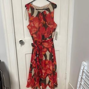 Eliza J red printed floral patterned dress NWT